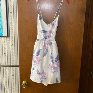 Tobi White Mini Dress with Pink and Purple Floral Design